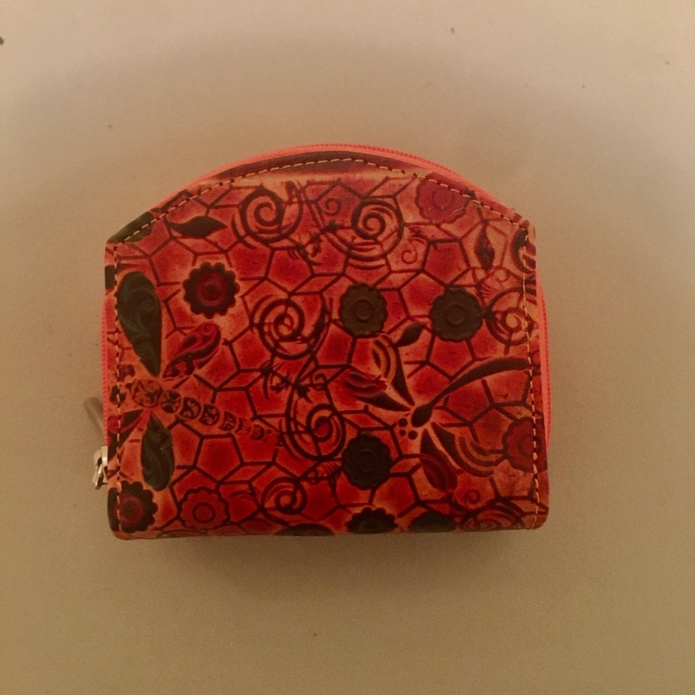 Floral Embossed Orange Women's Leather Wallet
